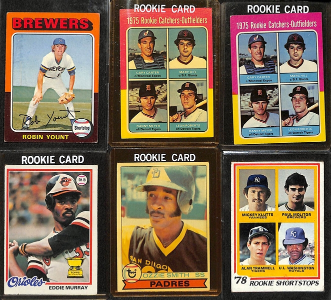 Lot of (12) Topps Baseball Rookie Cards from 1975-1979 w. 1965 Yount Rookie Card