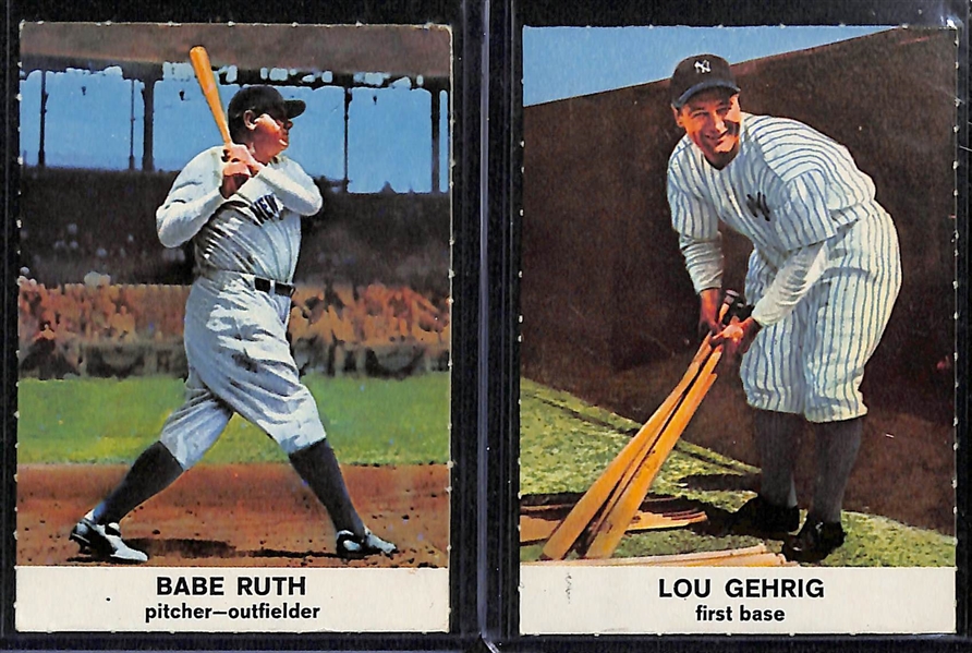  Lot of (32 of 33 Cards) 1961 Golden Press Baseball Card Set w. Babe Ruth & Lou Gehrig