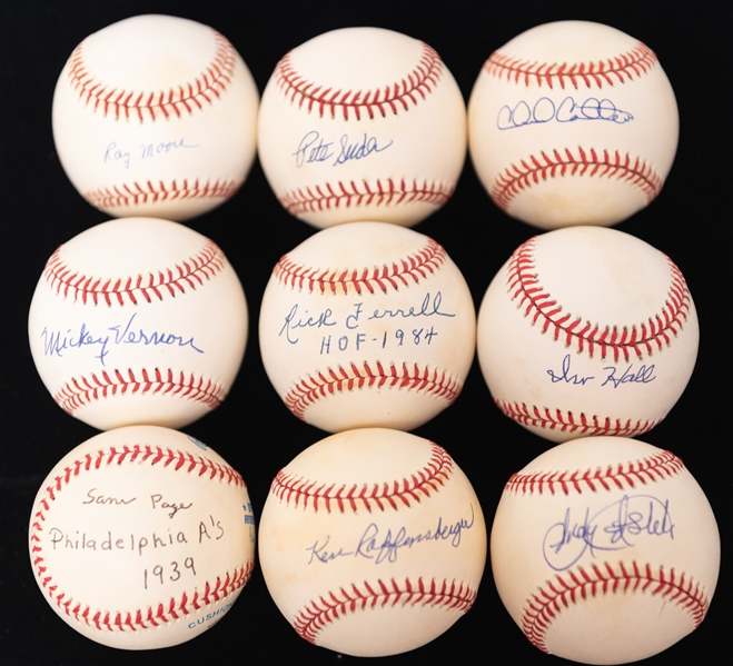 Lot of (9) Single Signed Baseballs w. Rick Ferrell, Mickey Vernon, & Pete Suder - JSA Auction Letter