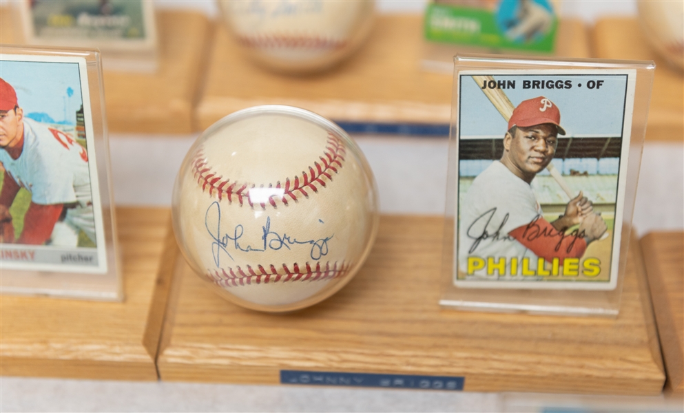 Lot of (7) Philadelphia Phillies Single Signed Baseballs & Baseball Card of Vintage Players w. John Briggs - JSA Auction Letter