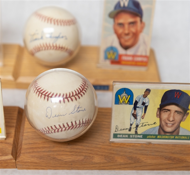 Lot of (7) Washington Senators Single Signed Baseballs & Baseball Card of Vintage Players w. Roy Sievers - JSA Auction Letter