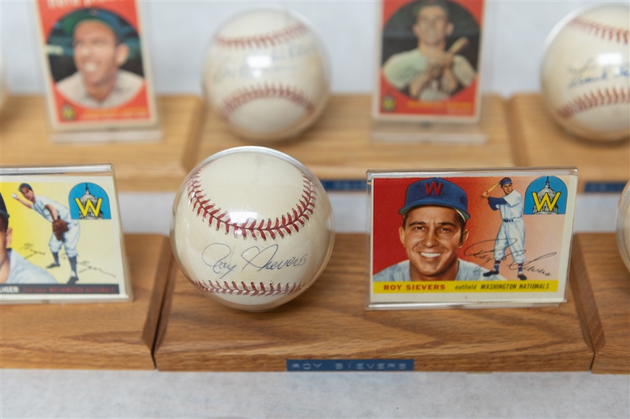 Lot of (7) Washington Senators Single Signed Baseballs & Baseball Card of Vintage Players w. Roy Sievers - JSA Auction Letter