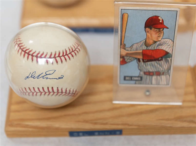 Lot of (7) Philadelphia Phillies Single Signed Baseballs & Baseball Card of Vintage Players w. Curt Simmons, Seminick - JSA Auction Letter