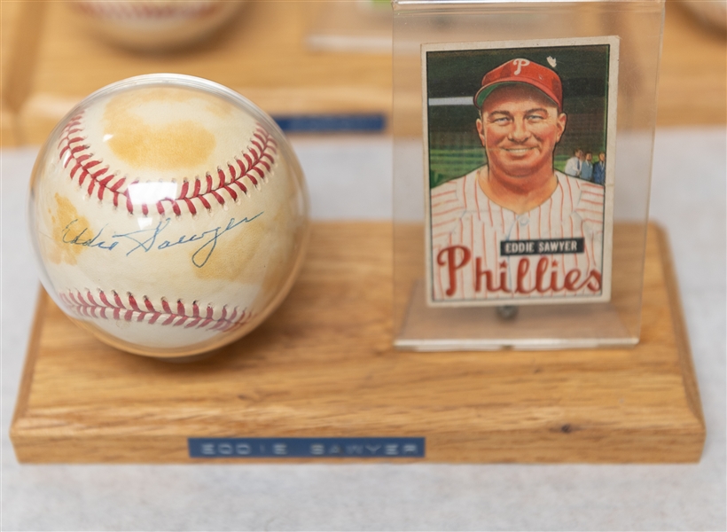Lot of (7) Philadelphia Phillies Single Signed Baseballs & Baseball Card of Vintage Players w. Curt Simmons, Seminick - JSA Auction Letter