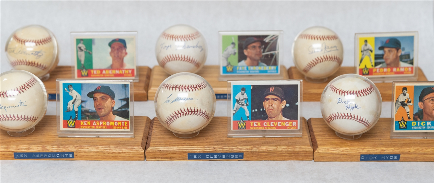 Lot of (6) Washington Senators Single Signed Baseballs & Baseball Card of Vintage Players - JSA Auction Letter