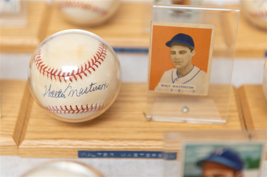 Lot of (7) Single Signed Baseballs (Mostly Washington Senators Players) & Accompanying 1949-1951 Bowman Cards w. Frank Shea & Walt Masterson - JSA Auction Letter