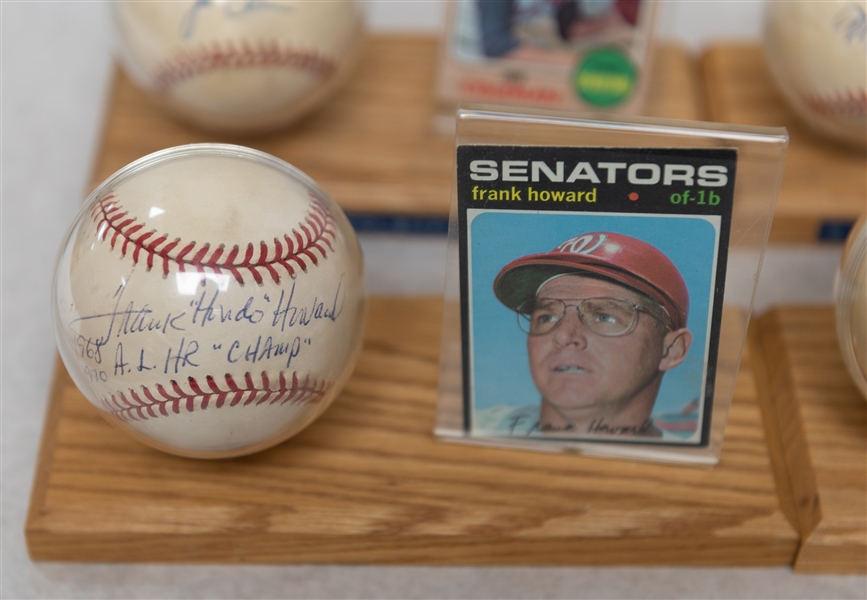 Lot of (7) Washington Senators Single Signed Baseballs & Baseball Card of Vintage Players w. Moose Skowron, Frank Howard, & 1952 Topps Jim Busby Card - JSA Auction Letter