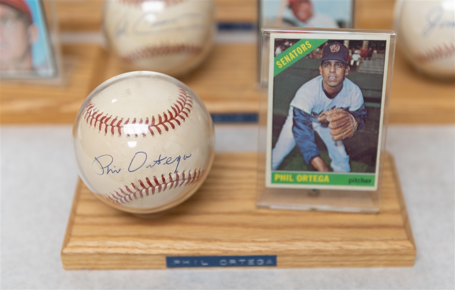 Lot of (7) Washington Senators Single Signed Baseballs & Baseball Card of Vintage Players w. Moose Skowron, Frank Howard, & 1952 Topps Jim Busby Card - JSA Auction Letter