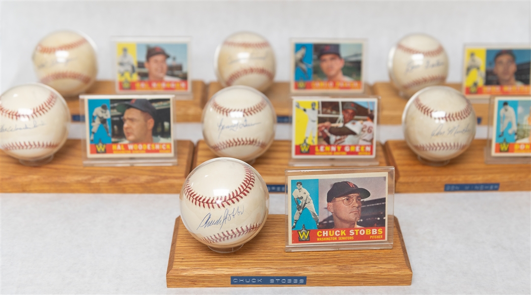 Lot of (7) Washington Senators Single Signed Baseballs & Baseball Card of Vintage Players - JSA Auction Letter