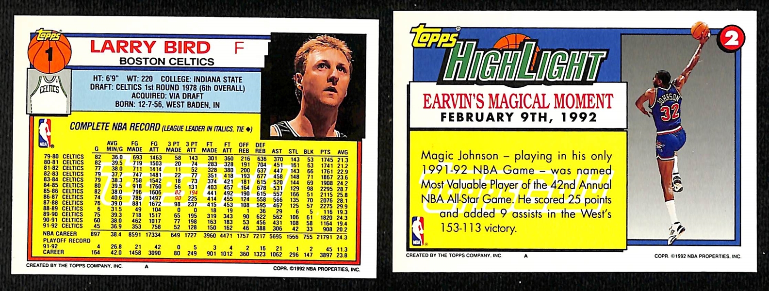 1992-93 Topps Series 1 Gold Basketball Set of 396 Cards w. Larry Bird & Magic Johnson