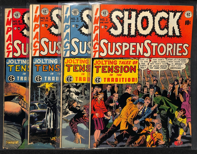 Lot of (4) 1952-1953 Shock SuspenStories (#2, 3, 6, & 8) Comic Books