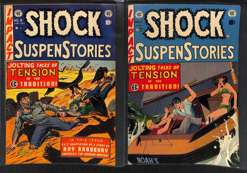 Lot of (4) 1953-1954 Shock SuspenStories (#9, 11, 12, & 13) Comic Books