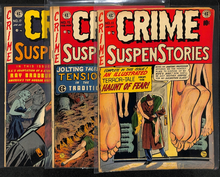 Lot of (3) 1952-1953 Crime SuspenStories (#11, 15, & 17) Comic Books