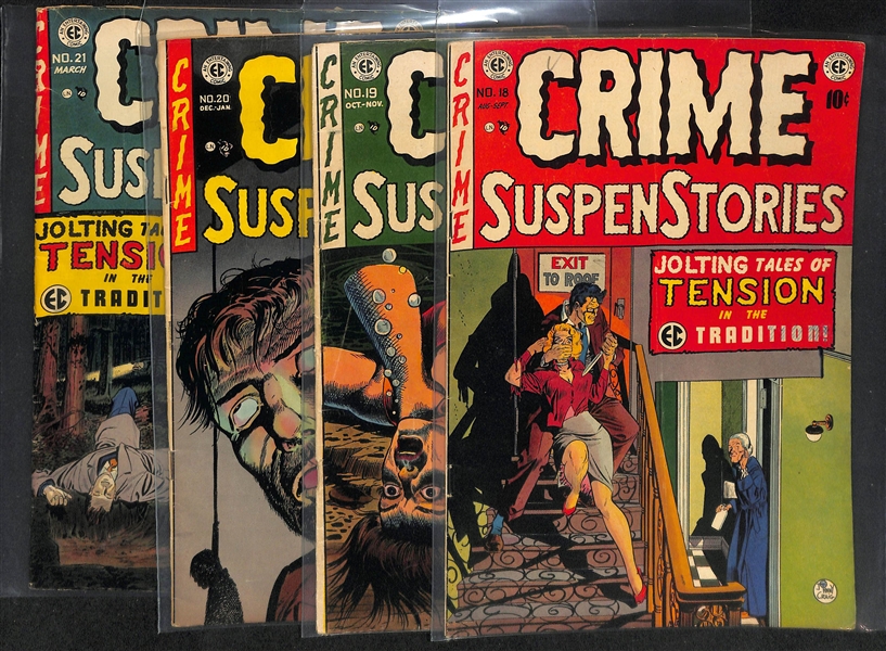 Lot of (4) 1953-1954 Crime SuspenStories (#18, 19, 20, & 21) Comic Books