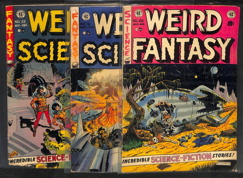 Lot of (3) Comics - 1953 Weird Fantasy #20 and 1952-53 Weird Science (#18 & 22)