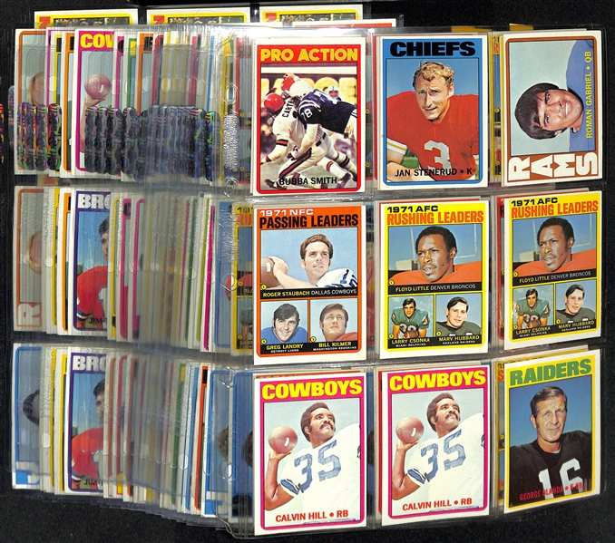 Lot of (242) Assorted 1972 Topps Football Cards w. Terry Bradshaw