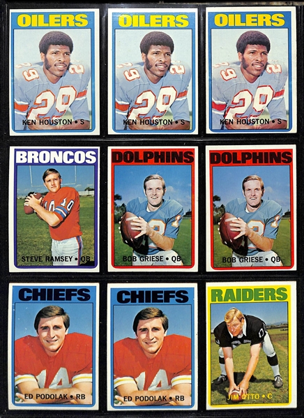 Lot of (242) Assorted 1972 Topps Football Cards w. Terry Bradshaw