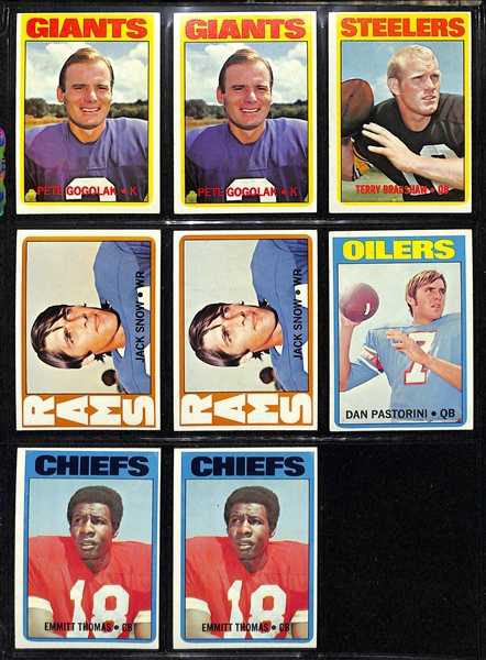 Lot of (242) Assorted 1972 Topps Football Cards w. Terry Bradshaw