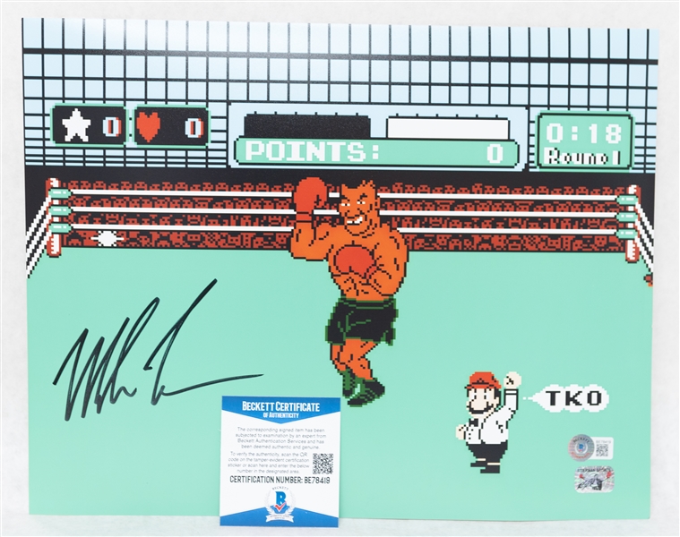 Mike Tyson Signed 11x14 Photo (Nintendo Punch Out Game Scene) - Beckett COA