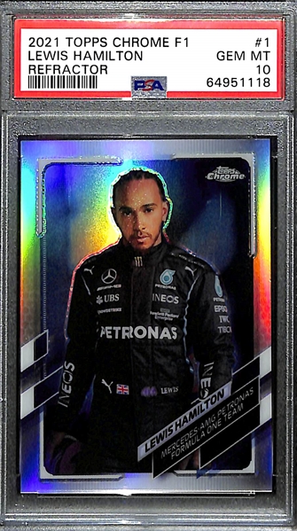 2021 Topps Chrome F1 Lewis Hamilton #1 Refractor Graded PSA 10 Gem Mint