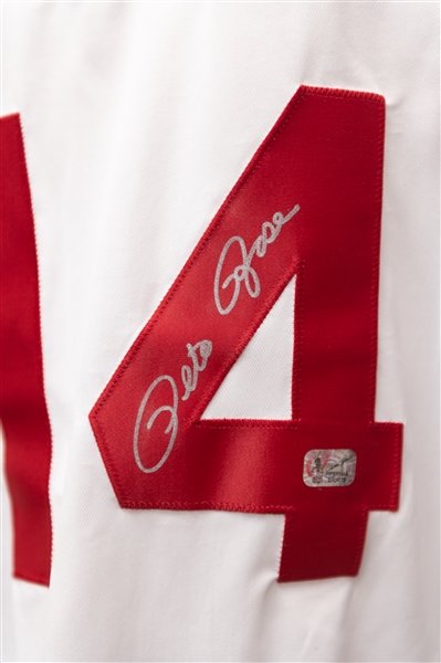 Pete Rose Signed Hit King Custom Jersey (Pete Rose Fiterman Sports Sticker of Authorization)