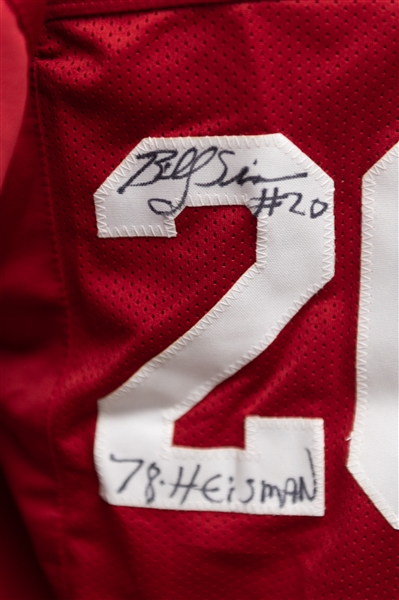 Oklahoma Sooners Heisman Trophy Winner Triple Signed Custom Jersey  (PSA/DNA COA) - Billy Sims, Steve Owens, Jason White