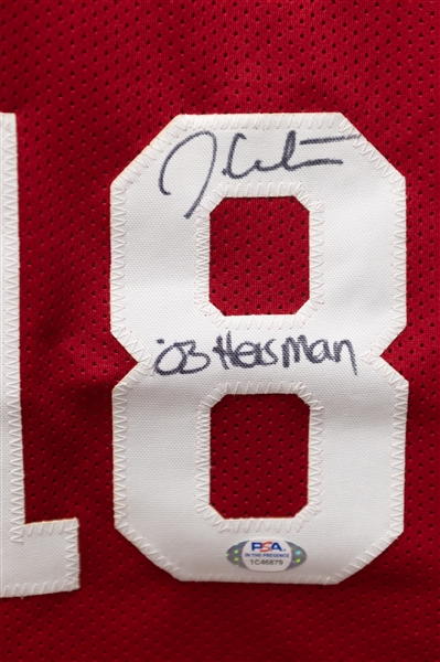 Oklahoma Sooners Heisman Trophy Winner Triple Signed Custom Jersey  (PSA/DNA COA) - Billy Sims, Steve Owens, Jason White