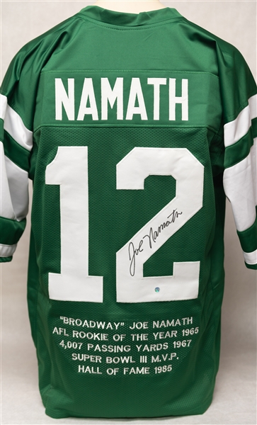 Joe Namath Signed New York Jets Stat Jersey (Steiner COA)