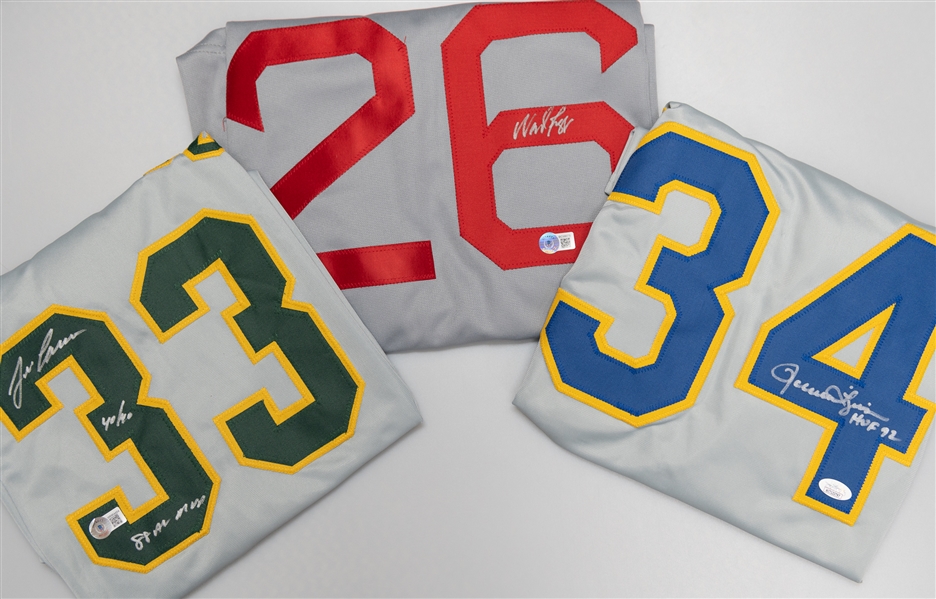Signed Baseball Jersey Lot (3) - Rollie Fingers Brewers (JSA), Jose Canseco A's (Beckett), Wade Boggs Red Sox (Beckett)