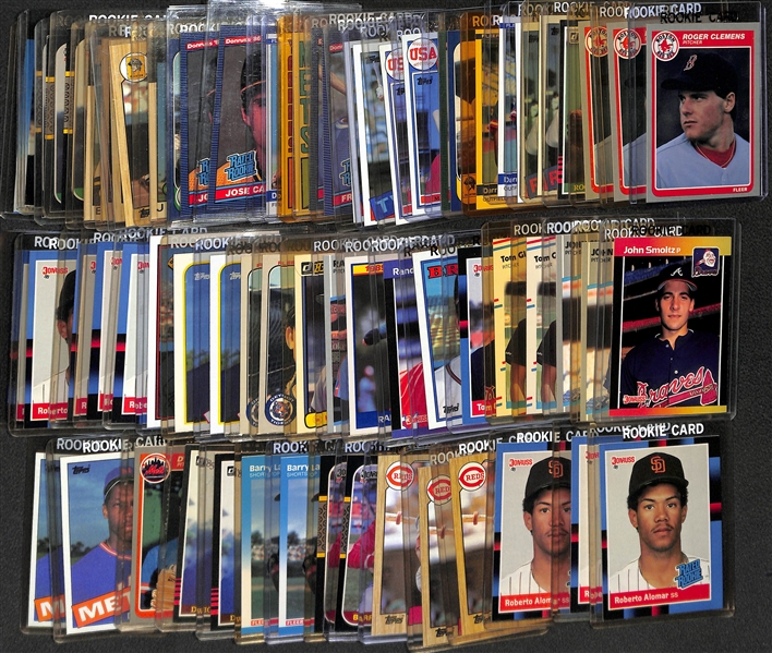 Lot of (67) Baseball Rookie Cards from 1983-1989 w. (3) 1985 Fleer Roger Clemens Cards