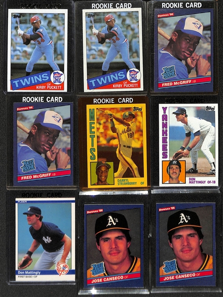 Lot of (67) Baseball Rookie Cards from 1983-1989 w. (3) 1985 Fleer Roger Clemens Cards