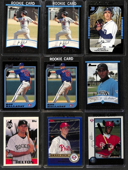 Lot of (50) Baseball Rookie Cards from 1996-2021 w. (2) 2001 Bowman Albert Pujols & 2005 Justin Verlander