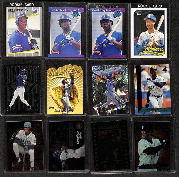 Lot of (77) Ken Griffey Jr Cards from 1989-2006 w. 1989 Fleer Rookie Card 