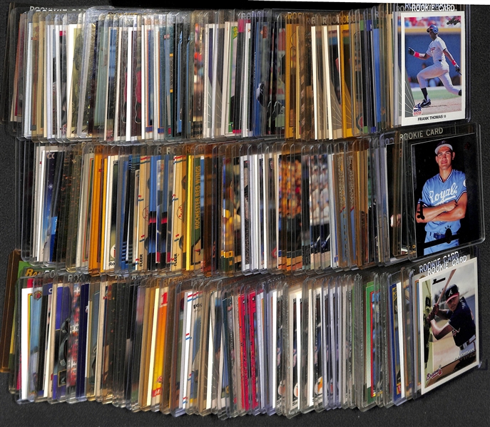 Lot of (150+) Baseball Rookie Cards from 1983-1997 w. (2) 1990 Leaf Frank Thomas Cards