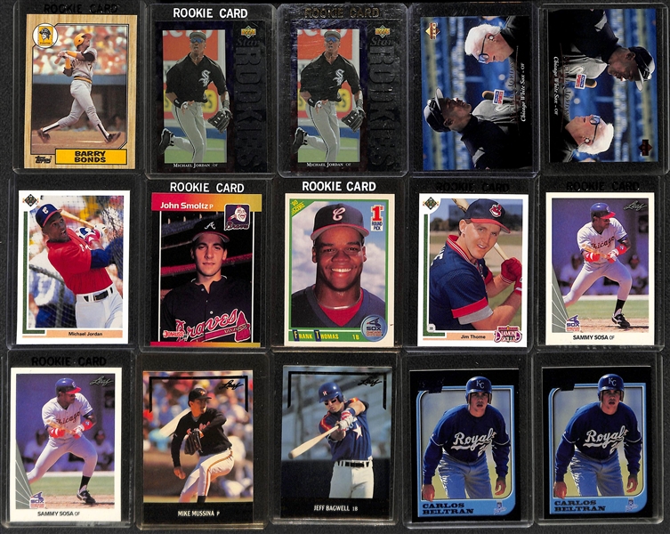 Lot of (150+) Baseball Rookie Cards from 1983-1997 w. (2) 1990 Leaf Frank Thomas Cards