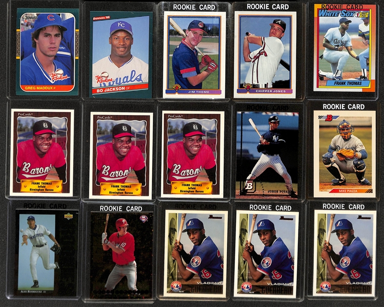 Lot of (150+) Baseball Rookie Cards from 1983-1997 w. (2) 1990 Leaf Frank Thomas Cards