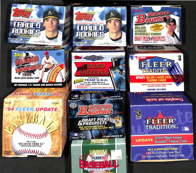Lot of (10) Traded, Rookie & Update Baseball Sets by Topps/Fleer/Bowman w. (2) 2000 Topps Traded & Rookies Sets
