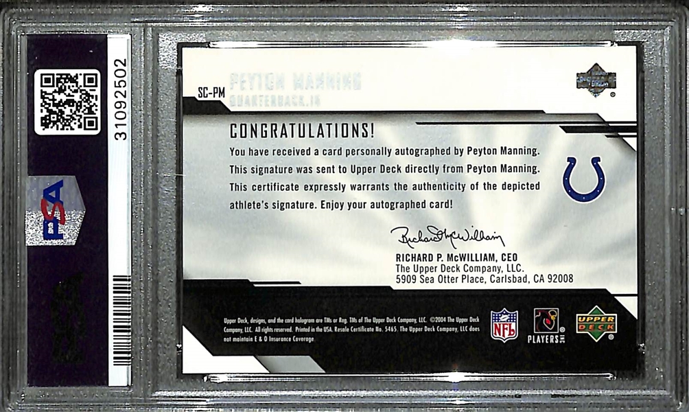 2004 UD Pro Sigs Peyton Manning Autograph Card Graded PSA 10 Gem Mint