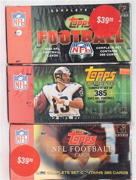 2002, 2003 & 2004 Topps Football Sealed Complete Sets