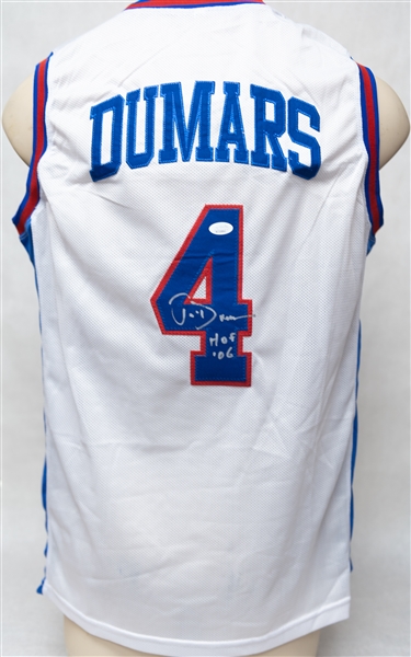 Lot of (4) Mixed Sports Autographed Jerseys Including Carl Lewis and Joe Dumars (JSA & PSA Certs)