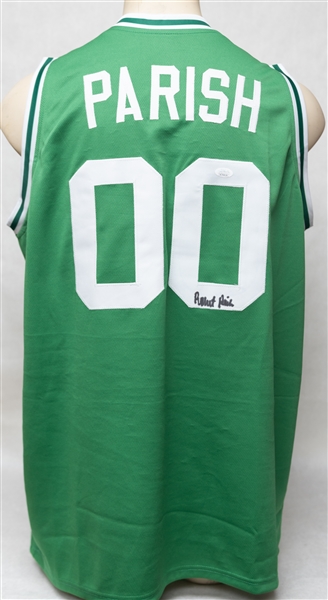 Lot of (2) Autographed Boston Celtics Style Jerseys w. Robert Parish and Nate Archibald (PSA & JSA Certs)