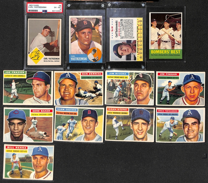 Lot of (12) 1950s and 60s Mostly Topps Baseball Cards w. Yastrzemski and Mantle