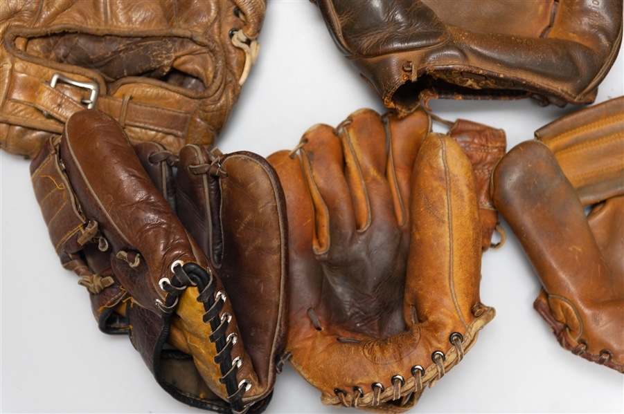 Lot of (6) Vintage Baseball gloves w. Rawlings G800 Zeke Zarilla G800