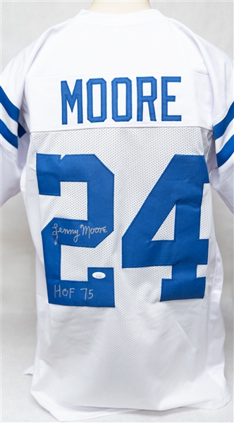 Lot of (3) Autographed Football Jerseys w. Lenny Moore, Billy SImms, and Chuck Foreman (JSA Cert)