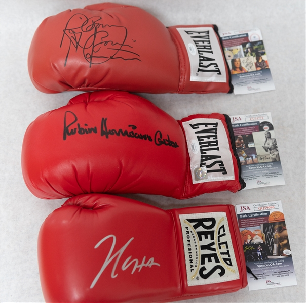 (3) Signed Boxing Gloves - Hurricane Carter (JSA), Ray  Boom Boom Mancini (JSA), Julio Cesar Chavez Sr. (JSA)