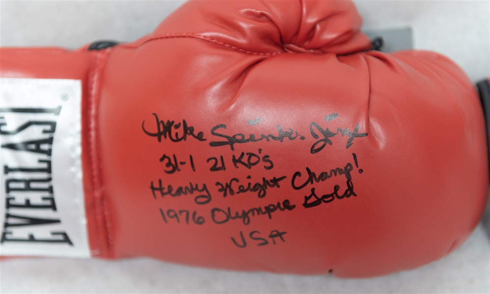 Larry Easton Assassin Holmes & Michael Spinks (Multi-Inscriptions) Signed Boxing Gloves (Both w. JSA COA)