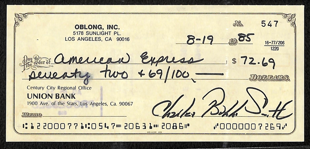 (4) Signed Bank Checks - Dante Lavelli (FB HOF), Bubba Smith (FB HOF), Val Picinich, (MLB 1916-1933), & Chub Feeney (All PSA/DNA or Beckett COA)