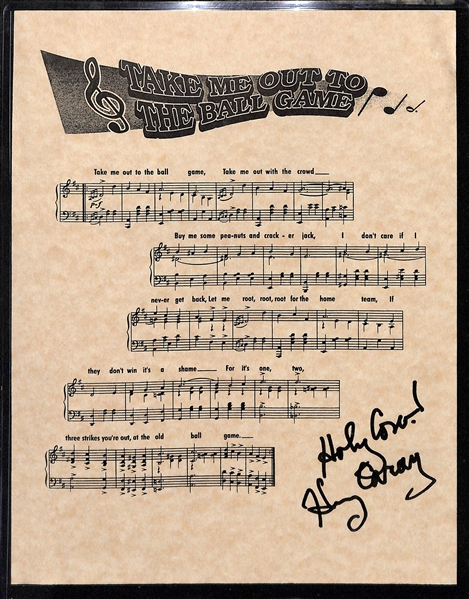 Harry Caray (Deceased Cubs Announcer) Signed Take Me Out to The Ballpark Sheet Music w. CD & Patch (JSA Auction Letter)