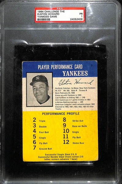 (7) PSA Graded 1965 Challenge the Yankees Game Jumbo Cards (Howard, Blanchard, Richardson, Boyer, Tresh, Hamilton, Gonzalez) 