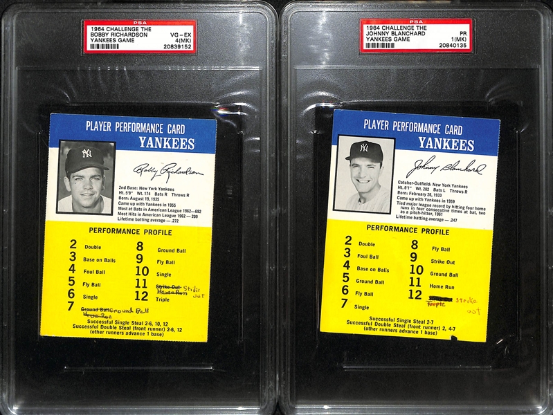 (7) PSA Graded 1965 Challenge the Yankees Game Jumbo Cards (Howard, Blanchard, Richardson, Boyer, Tresh, Hamilton, Gonzalez) 